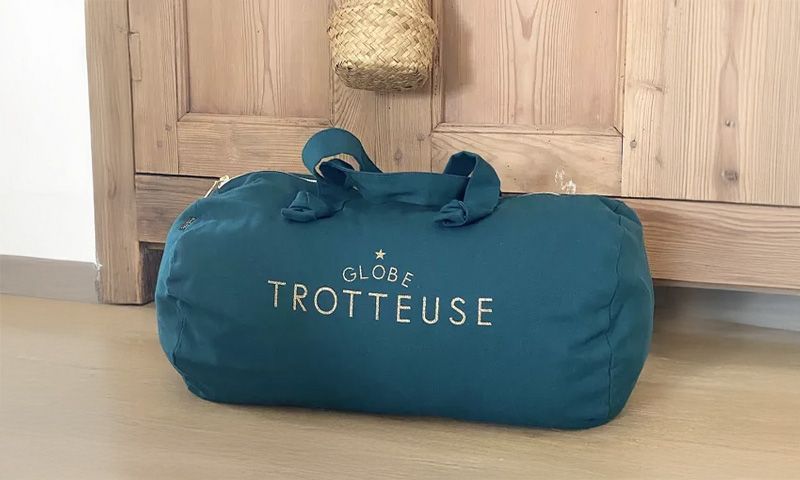 Sac polochon "Globe Trotteuse" - bleu paon